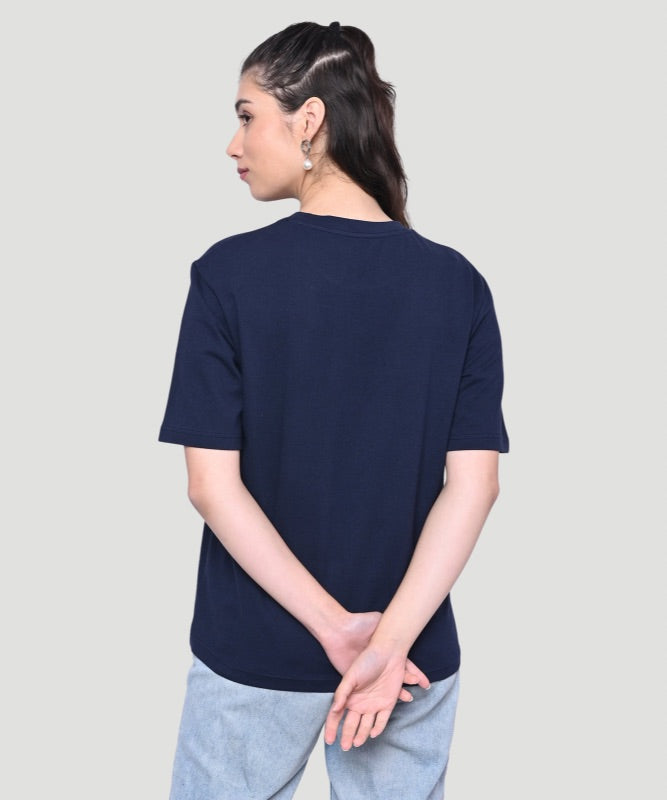 Women's Blue Graphic Print Half Sleeves Regular Fit T-Shirt