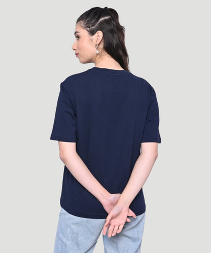 Women's Blue Graphic Print Half Sleeves Regular Fit T-Shirt